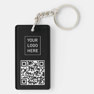 Persoonlijke QR-code Zakelijke kaart Uw logo Zwart Sleutelhanger