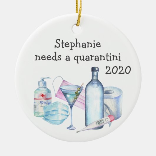 Persoonlijke Quarantaine Grappig Quarantini Keramisch Ornament (Voorkant)