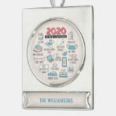 Persoonlijke Quarantine-kerstherdenking Verzilverd Banner Ornament (Links)