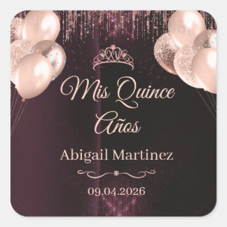 Persoonlijke Quinceañera vierkante stickers | labe