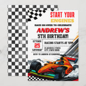 Persoonlijke Race Auto Verjaardagsfeest voor jonge Kaart (Voorkant / Achterkant)