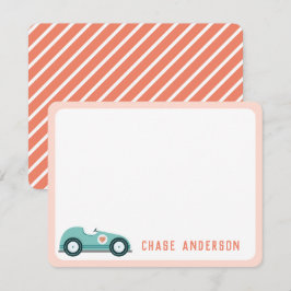 Persoonlijke raceauto-notitiekaart voor jongens notitiekaartje