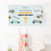 Persoonlijke raceauto thema verjaardag spandoek (Insitu)