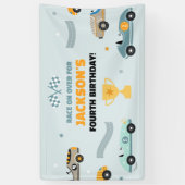 Persoonlijke raceauto thema verjaardag spandoek (Verticaal)