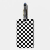 Persoonlijke racevlag zwart en wit bagagelabel (Achterkant verticaal)