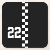 Persoonlijke racevlag zwart en wit kartonnen onderzetters (Voorkant)