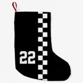 Persoonlijke racevlag zwart en wit kleine kerstsok (Voorkant)