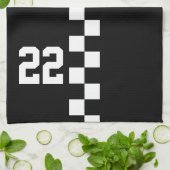 Persoonlijke racevlag zwart en wit theedoek (Gevouwen)