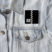 Persoonlijke racevlag zwart en wit vierkante button 5,1 cm (In situ)