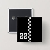 Persoonlijke racevlag zwart en wit vierkante button 5,1 cm (Voorkant /achterkant)
