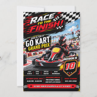 Persoonlijke Racing Go Kart Verjaardagsfeestje Kaart