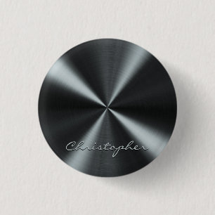 Persoonlijke radiale metalen blik - Donkere grijs Ronde Button 3,2 Cm