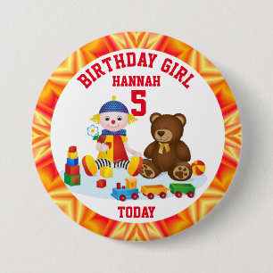 Persoonlijke Rag Doll en Teddy Kinderen Leeftijd Ronde Button 7,6 Cm