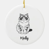 Persoonlijke Ragdoll Kat Kerstmis Keramisch Ornament (Achterkant)