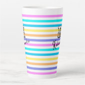 Persoonlijke Rainbow girly naam & monogram Latte Mok (Voorkant)