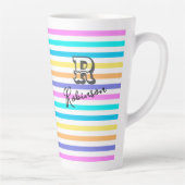 Persoonlijke Rainbow girly naam & monogram Latte Mok (Rechts)