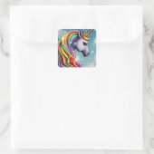 Persoonlijke Rainbow Unicorn naam Vierkante Sticker (Tas)