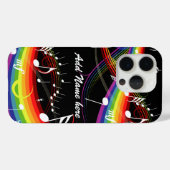 Persoonlijke Rainbow White-Muzieknoten op zwart Case-Mate iPhone Case (Achterkant (horizontaal))