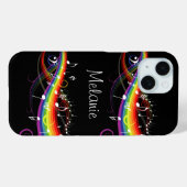 Persoonlijke Rainbow White-Muzieknoten op zwart Case-Mate iPhone Case (Achterkant (horizontaal))
