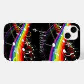 Persoonlijke Rainbow White-Muzieknoten op zwart Case-Mate iPhone Case (Achterkant (horizontaal))
