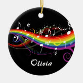 Persoonlijke Rainbow White-Muzieknoten op zwart Keramisch Ornament (Voorkant)