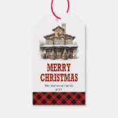 Persoonlijke ranch kersttag met rode bandana cadeaulabel (Voorkant)