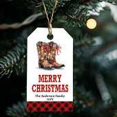 Persoonlijke ranch kersttag met rode bandana cadeaulabel