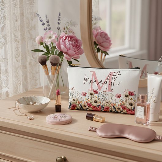 Persoonlijke rand met wilde bloemen etui