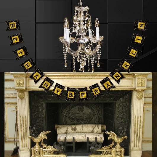 Persoonlijke 'Random Gold Dot Patten Wedding' Vlaggetjes