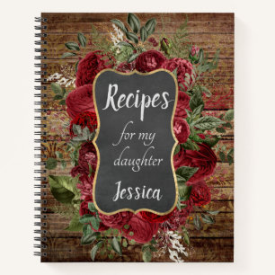 Persoonlijke recepten voor mijn dochter Red Floral Notitieboek