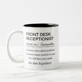 Persoonlijke receptiebalie Receptioniste Definitie Tweekleurige Koffiemok