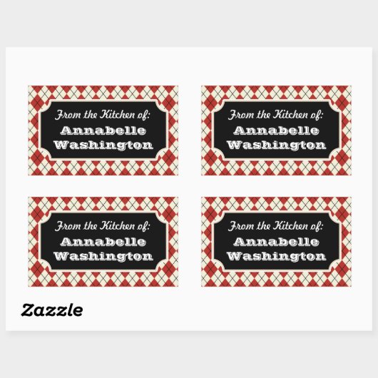 Persoonlijke Red Argyle Kitchen Gift Labels Sticke (Vel)