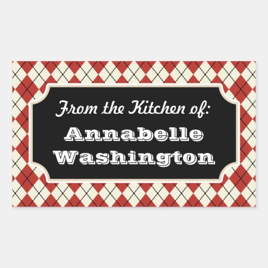 Persoonlijke Red Argyle Kitchen Gift Labels Sticke (Voorkant)