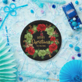 Persoonlijke RED Black Gold MERRY CHRISTMAS Wreate Papieren Bordje (Feest)