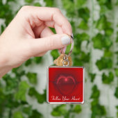 Persoonlijke Red Black verlichte hartkunst Sleutelhanger (Hand)