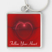 Persoonlijke Red Black verlichte hartkunst Sleutelhanger (Voorkant)