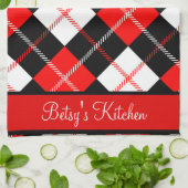 Persoonlijke Red Black White Argyle Pset Theedoek (Gevouwen)