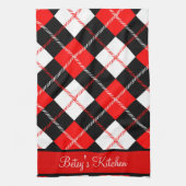 Persoonlijke Red Black White Argyle Pset Theedoek (Verticaal)