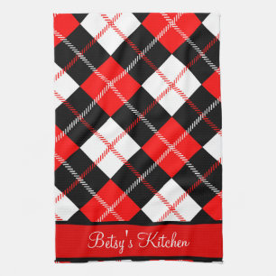 Persoonlijke Red Black White Argyle Pset Theedoek