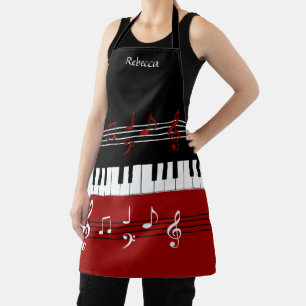 Persoonlijke Red Black White Piano Keys Schort