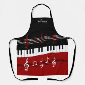 Persoonlijke Red Black White Piano Keys Schort (Voorkant)