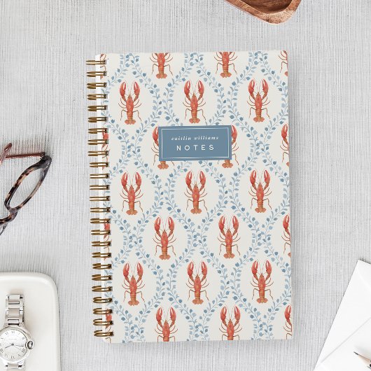 Persoonlijke Red & Blue Lobster Trellis Notitieboek