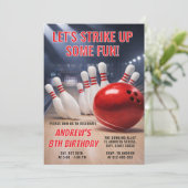 Persoonlijke RED Bowling verjaardag Kaart (Staand voorkant)