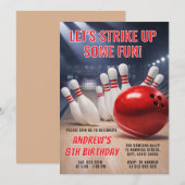 Persoonlijke RED Bowling verjaardag Kaart (Voorkant / Achterkant)