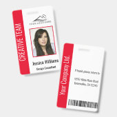 Persoonlijke Red Corporate Employee Security-ID Badge (Front & Back)