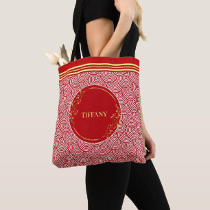 Persoonlijke Red- en Gold-Canvas tas