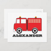 Persoonlijke Red Fire Truck Briefkaart (Voorkant / Achterkant)