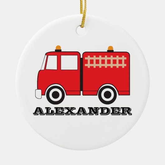 Persoonlijke Red Fire Truck Keramisch Ornament (Voorkant)