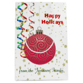 Persoonlijke Red Gold Bulb Confetti Medium Cadeauzakje (Voorkant)