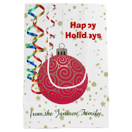 Persoonlijke Red Gold Bulb Confetti Medium Cadeauzakje (Achterkant)